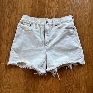 Madewell White Jean Shorts with Frayed Hem